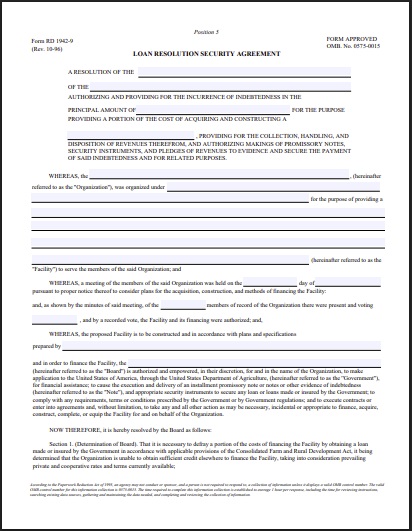 loan resolution security agreement example