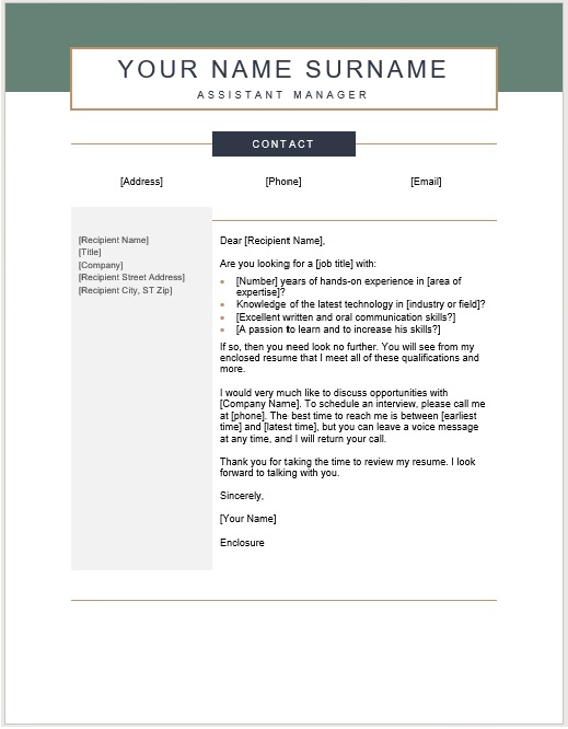 Free Sample Cover Letter Template