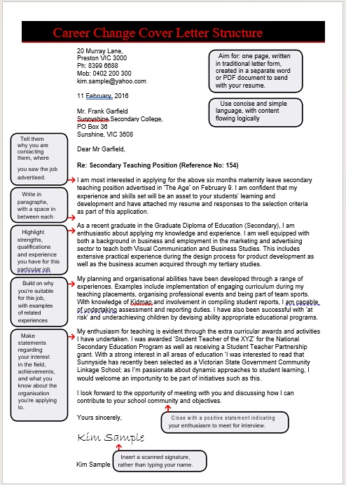 Sample Career Change Cover Letter