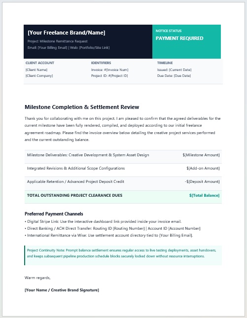 Free freelance client payment notice template in Word